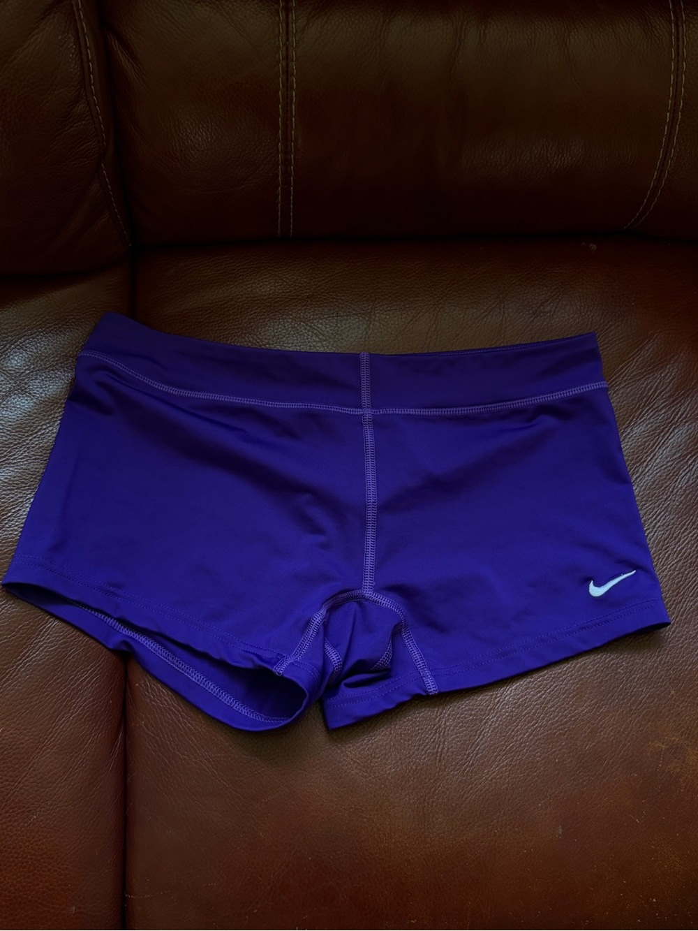 Nike Purple Athletic Shorts with White Swoosh Logo - Picture 2 of 4